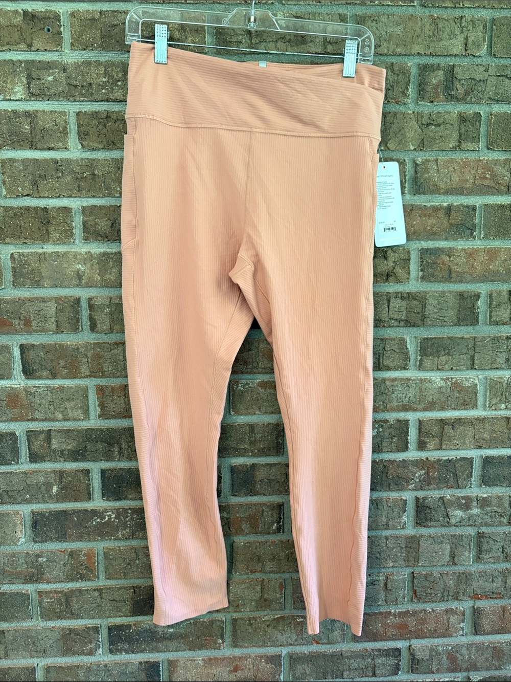 RHONE Peach Ribbed Mid-Rise Leggings